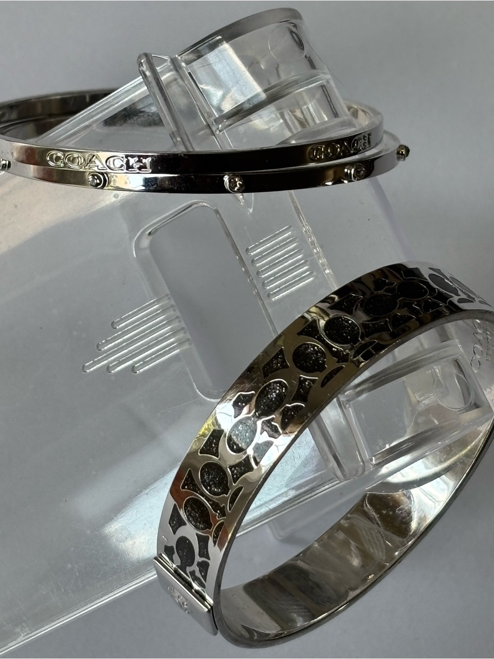 Coach silver bangle bracelet trio of 3 - Picture 4 of 5